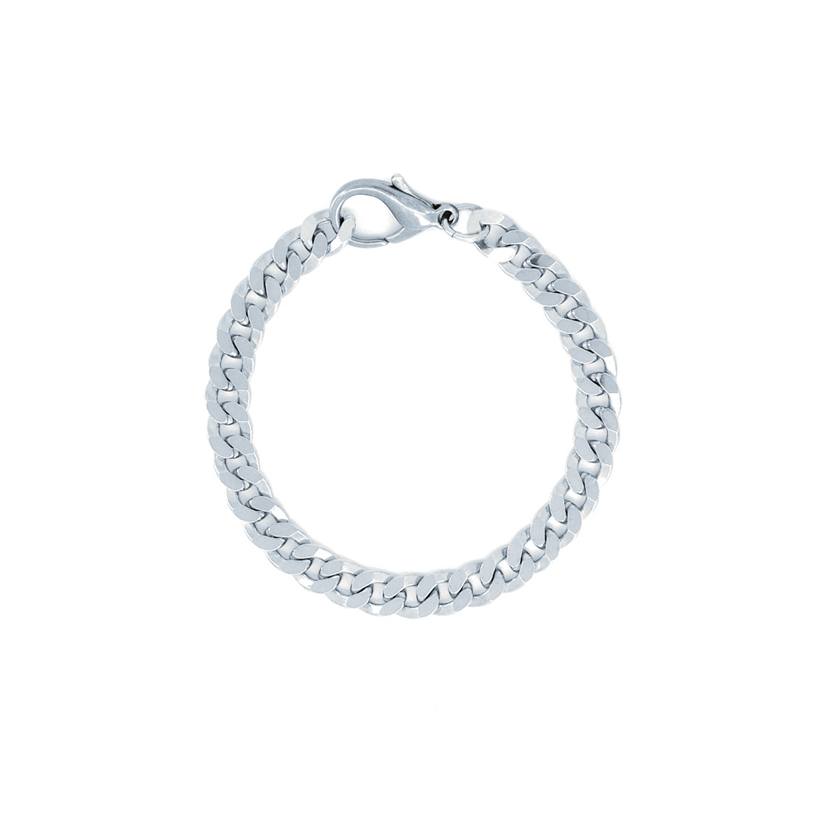 Armband breite flache Kette – Silber
